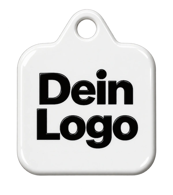 Weißer NFC-Schlüsselanhänger mit Dein Logo.